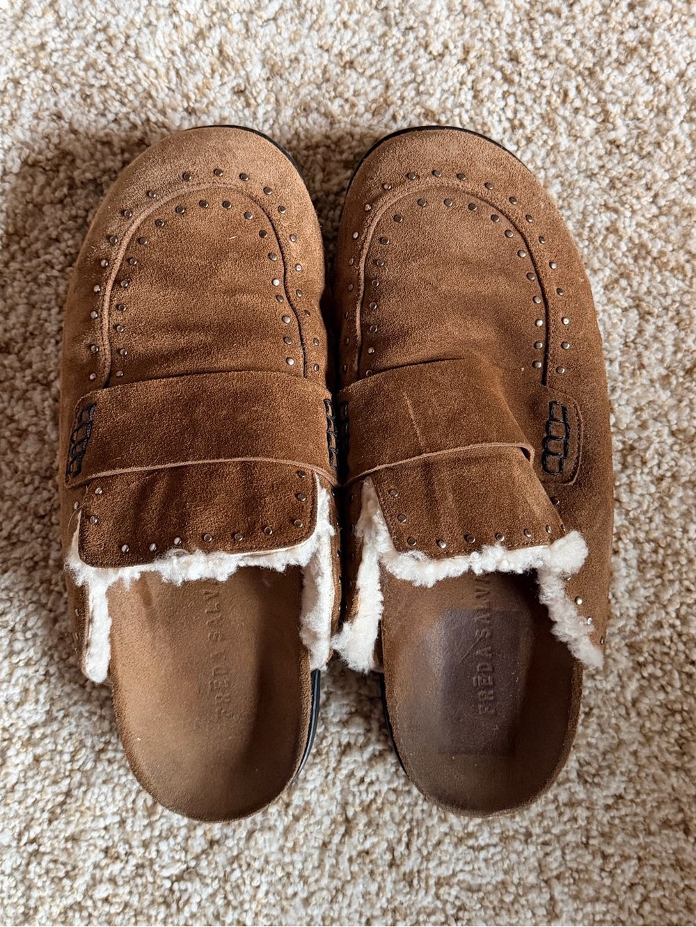 FREDA SALVADOR BROWN SUEDE MULES